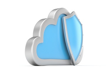 cloud and shield, cloud security concept. 3d rendering.