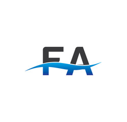 fa initial logo with swoosh blue and grey