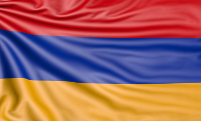 Flag of Armenia, 3d illustration with fabric texture