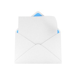 open mail with white blank. 3d rendering.