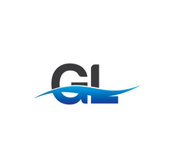 gl initial logo with swoosh blue and grey