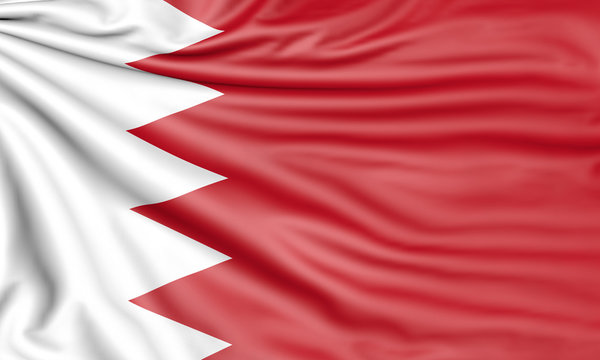 Flag of Bahrain, 3d illustration with fabric texture