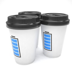 Three paper coffee cups. 3d rendering.