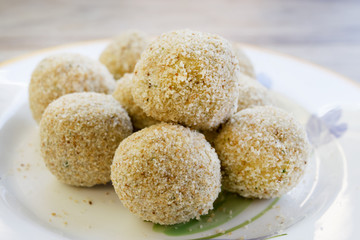 uncooked chicken meatballs