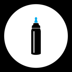 baby drinking bottle with blue dummy icon eps10