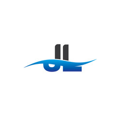 jl initial logo with swoosh blue and grey