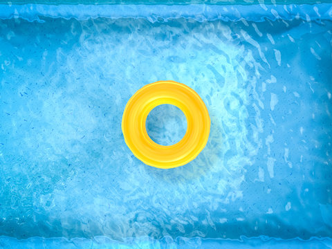 swim ring on pool top view