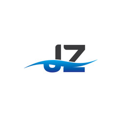 jz initial logo with swoosh blue and grey