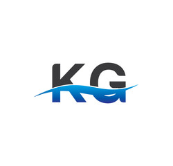 kg initial logo with swoosh blue and grey