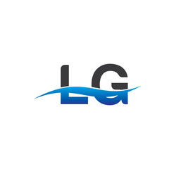 lg initial logo with swoosh blue and grey