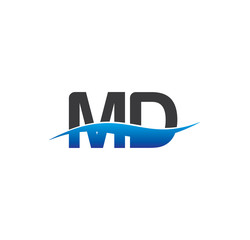 md initial logo with swoosh blue and grey