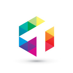 Hexagonal Color T Logo
