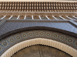 Fragment of Arabesque Architecture, door of imperial palace in Casablanca, Morocco