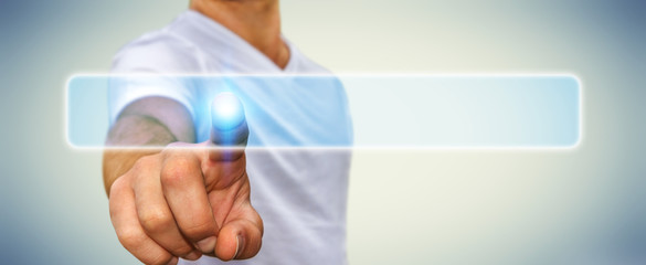 Businessman touching modern tactile screen button