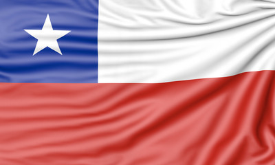 Flag of Chile, 3d illustration with fabric texture