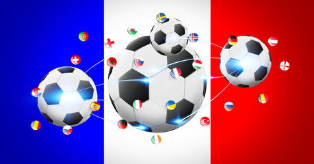 Football connected to each other with european flags