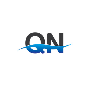 qn initial logo with swoosh blue and grey