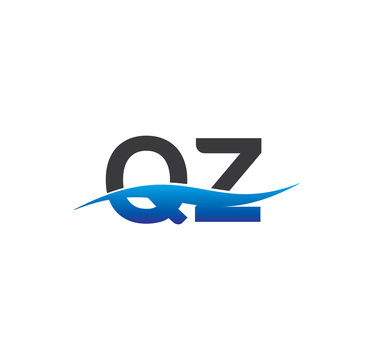 qz initial logo with swoosh blue and grey