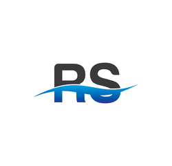 rs initial logo with swoosh blue and grey