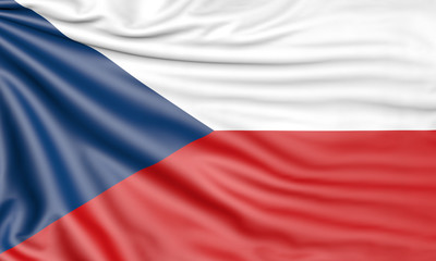 Flag of the Czech Republic, 3d illustration with fabric texture