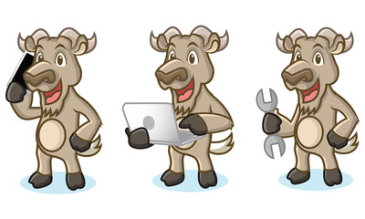 Burly Wood Mascot with laptop