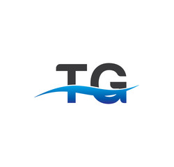tg initial logo with swoosh blue and grey