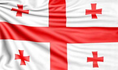 Flag of Georgia, 3d illustration with fabric texture