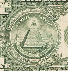 US one Dollar bill, close up