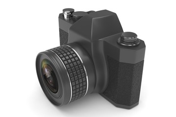 Retro camera isolated on  white background. 3d rendering.