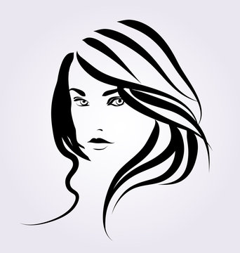 Vector Line sketch of a woman's face