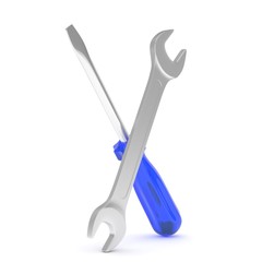3D Illustration Wrench and screwdriver, service concept