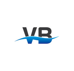 vb initial logo with swoosh blue and grey