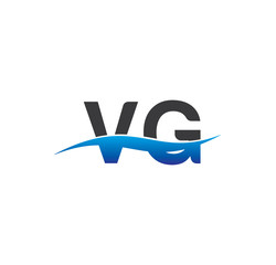 Fototapeta premium vg initial logo with swoosh blue and grey