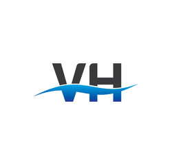 vh initial logo with swoosh blue and grey