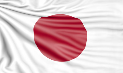 Flag of Japan, 3d illustration with fabric texture