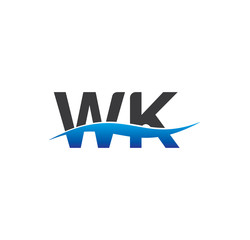 wk initial logo with swoosh blue and grey