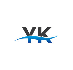 yk initial logo with swoosh blue and grey