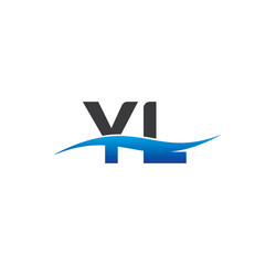 yl initial logo with swoosh blue and grey