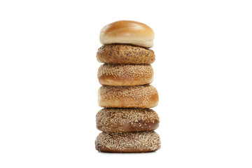 Fototapeta na wymiar stack of assorted bagels