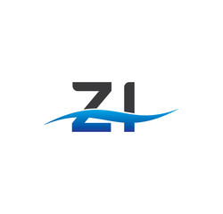 zi initial logo with swoosh blue and grey