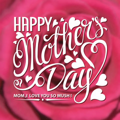 Mothers Day.Typographic Design.Pink rose background