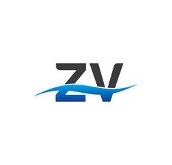 zv initial logo with swoosh blue and grey