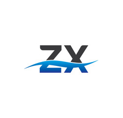 zx initial logo with swoosh blue and grey
