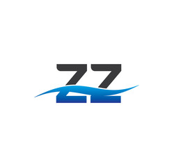 zz initial logo with swoosh blue and grey