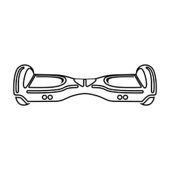 Two-wheel electric self-balancing scooter, hoverboard, personal transporter line icon Vector Illustration