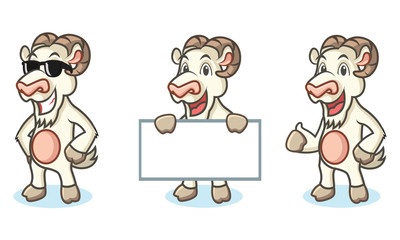 White Goat Mascot happy