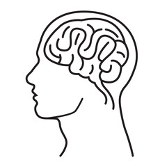Men Brain Head Illustration / Men Brain Head Outline Draw Illustration
