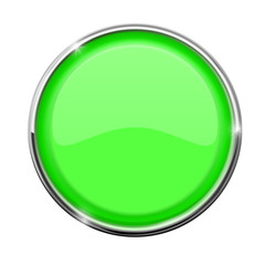 Green button with metal frame.