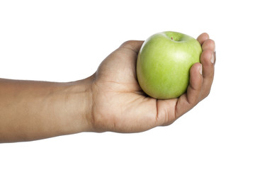 hand holding apple