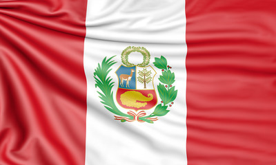 Flag of Peru, 3d illustration with fabric texture